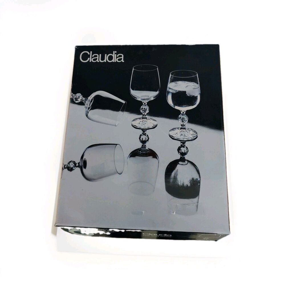 Vintage Bohemia Crystal Claudia Water Goblets Wine Glasses 340 ml Set Of 6 NEW